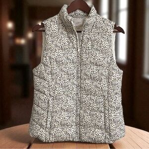Print Puffer Vest w/Pockets and Zipper - SP